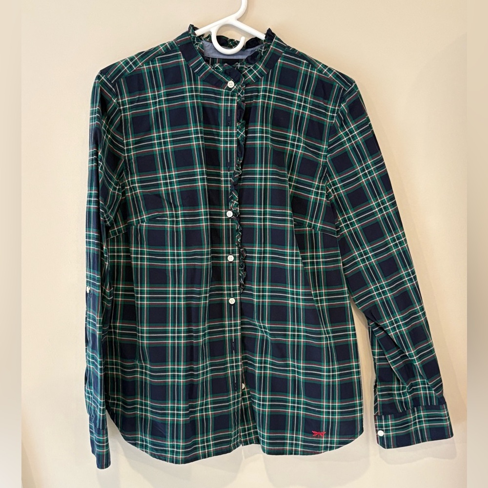 Talbots Green and Blue Plaid Button-Down Shirt